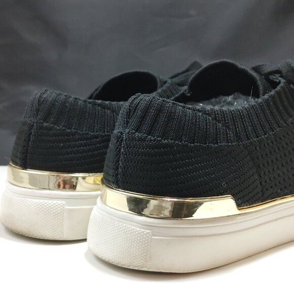 Steve Madden Size 10 Sneaker Black Stretch Material Gold Accent Unisex - Picture 2 of 5